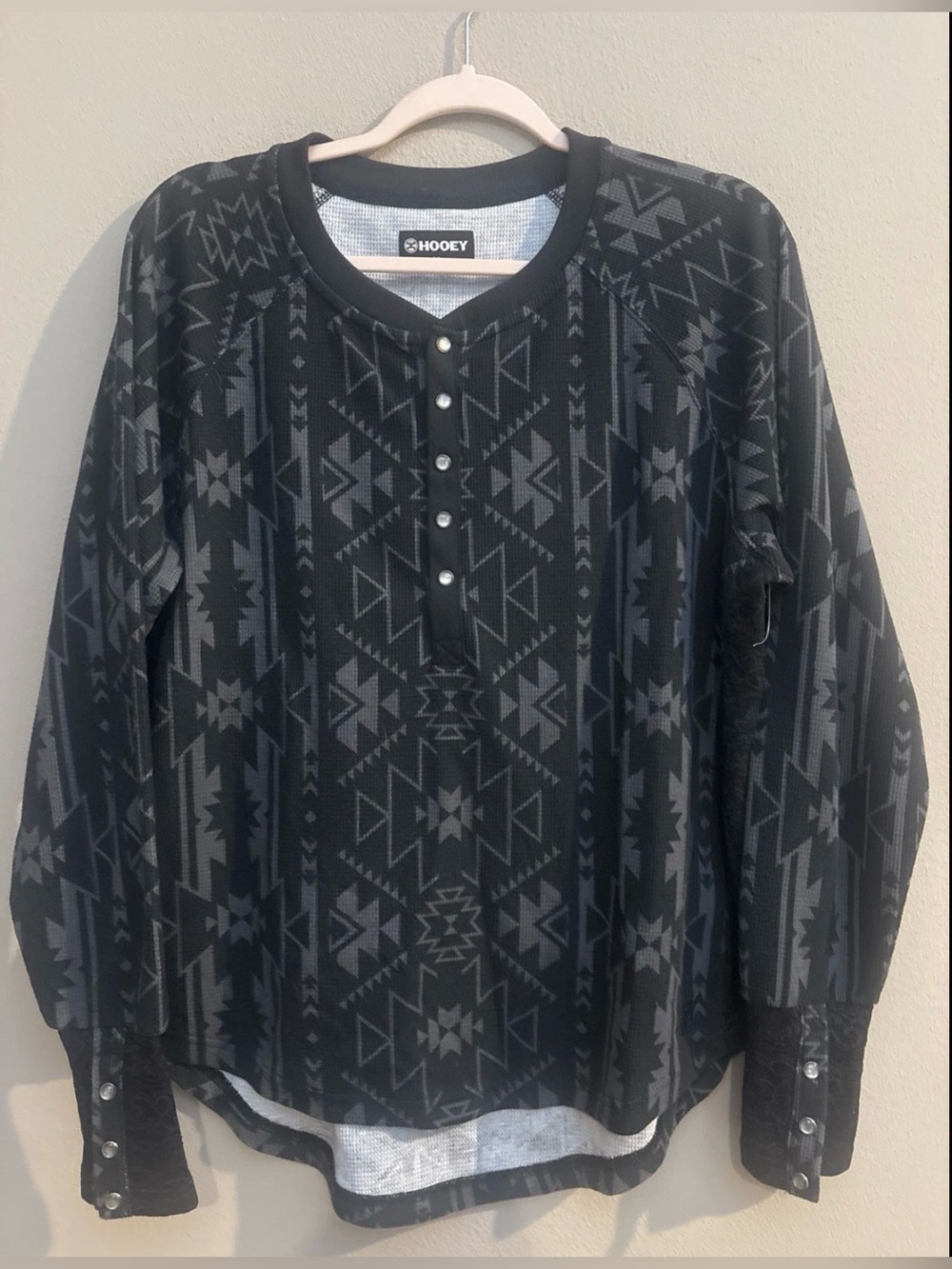 HOOEY Women’s Waffle Tunic Top Aztec Southwestern Sz Medium Rodeo Western
